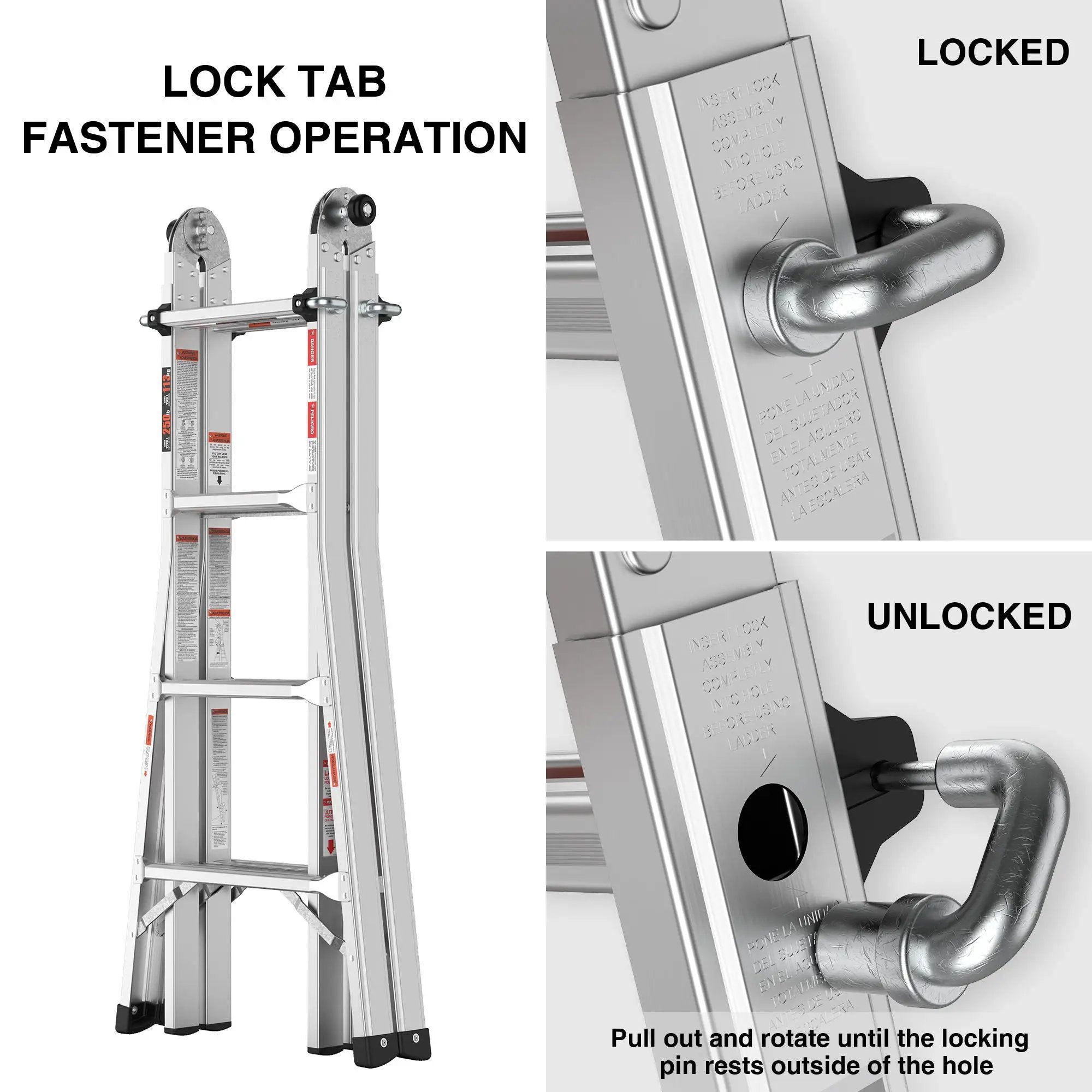 Multi-Position Foldable Aluminum Ladder, A-Frame And Straight Ladder, Ansi 250Lbs - Gray by HouseOfZazla