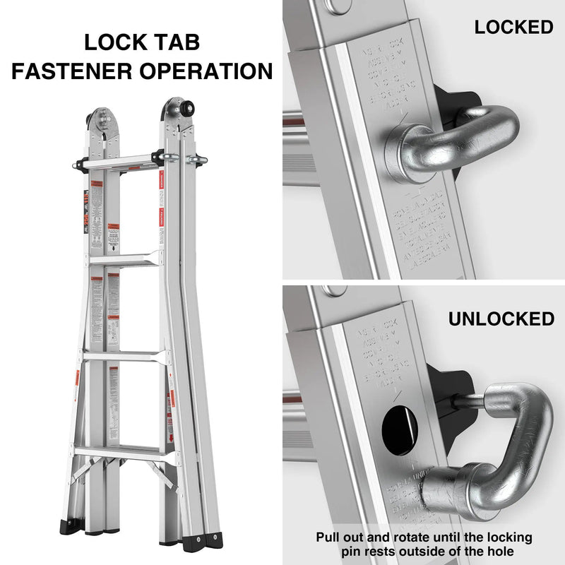 Multi-Position Foldable Aluminum Ladder, A-Frame And Straight Ladder, Ansi 250Lbs - Gray by HouseOfZazla
