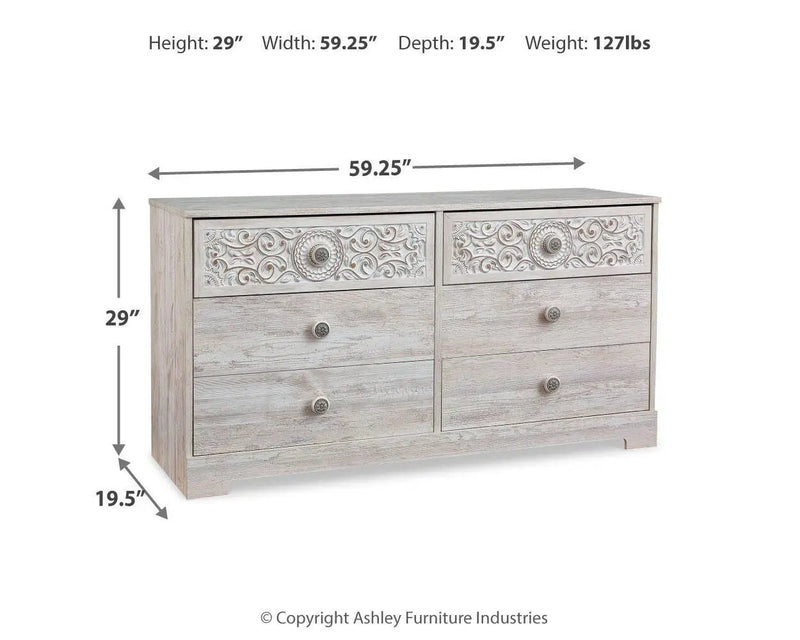 Paxberry - Six Drawer Dresser - Weatherworn - Whitewash by Unique Piece Furniture