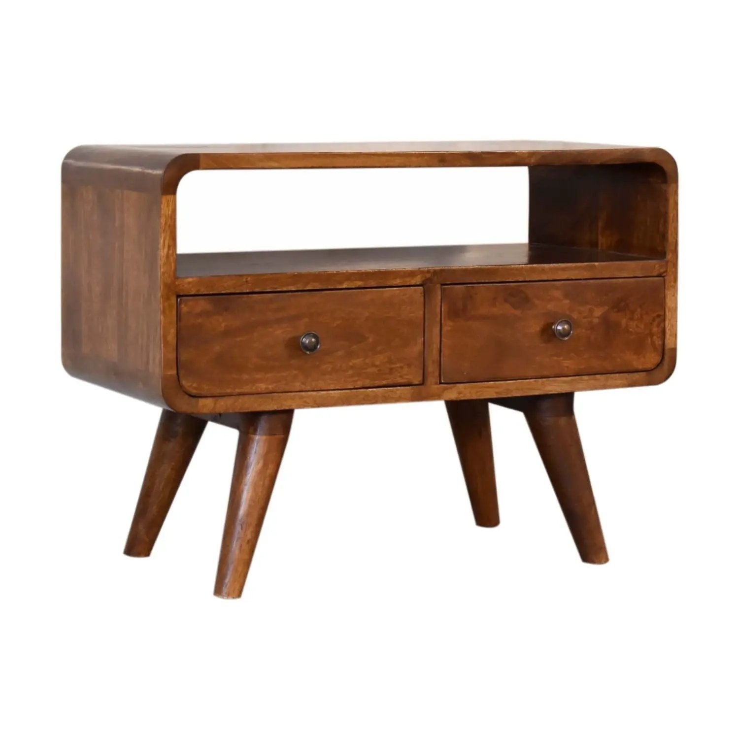 Solid Wood Curved Media Unit by HouseOfZazla