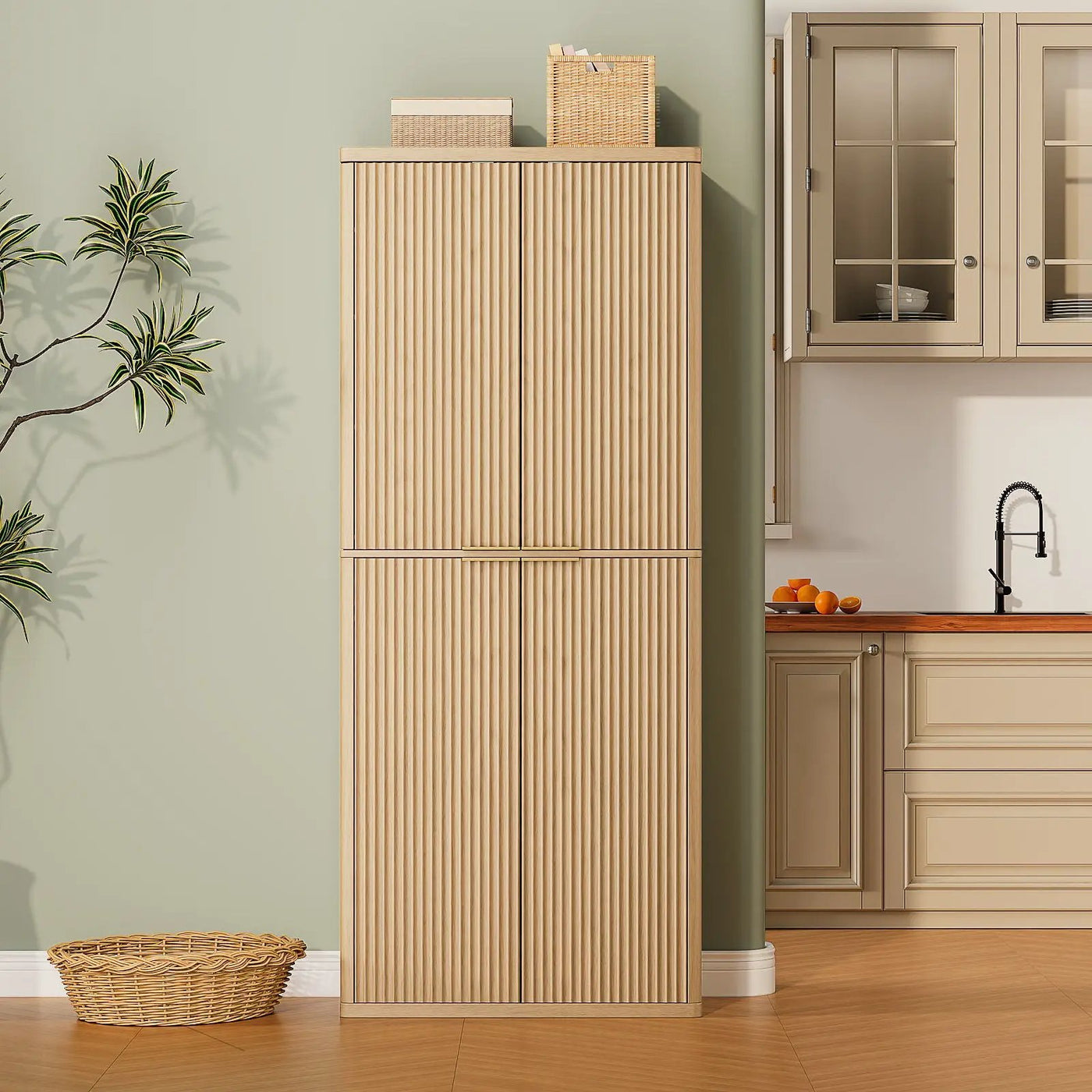 Kitchen Pantry Cabinet With 6 Doors by Unique Piece Furniture