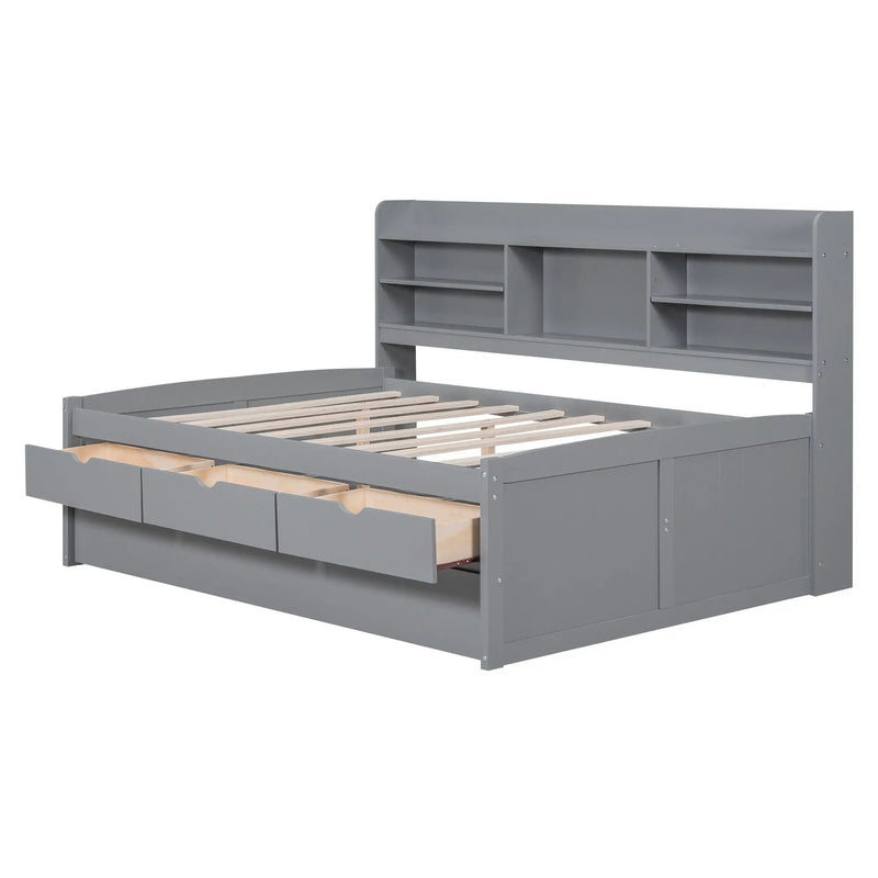 Captain Bed With Built In Bookshelves, 3 Storage Drawers, And Trundle by HouseOfZazla
