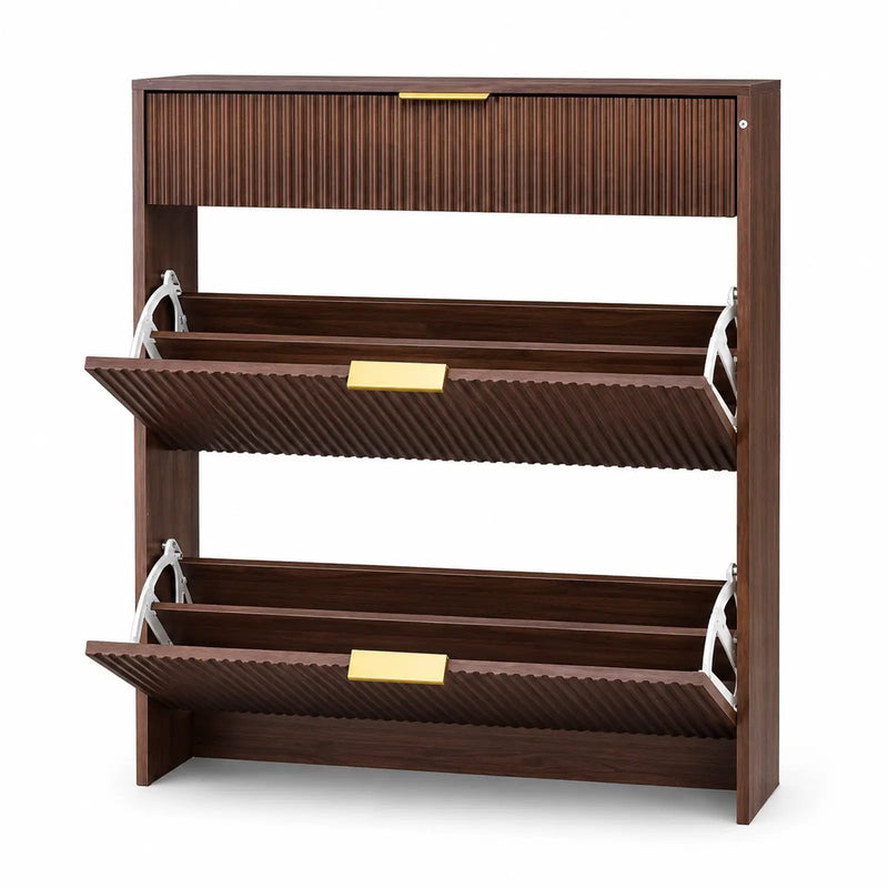 Narrow Fluted Shoe Storage Cabinet for Entryway by HouseOfZazla