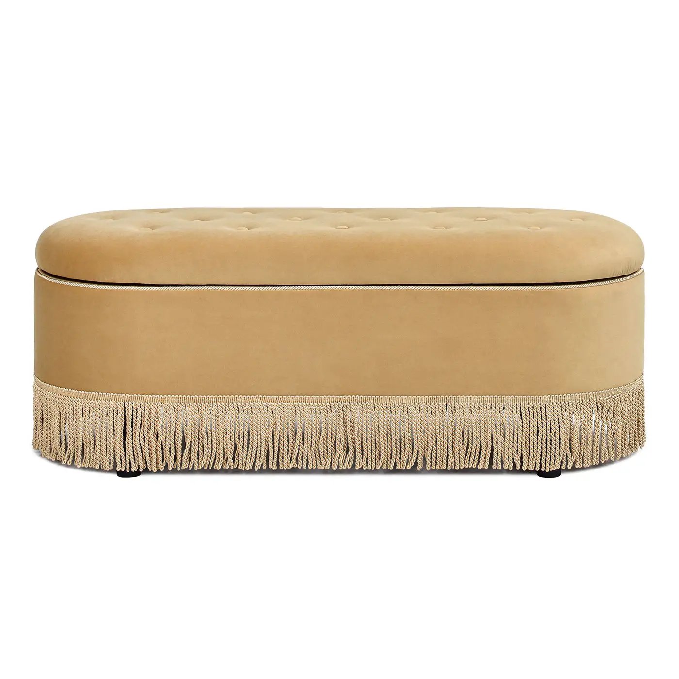 Melinda - Oval Tufted Bullion Fringe Storage Bench by HouseOfZazla