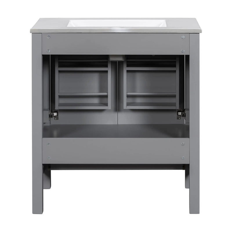 Bathroom Vanity With Single Sink, Combo Cabinet Undermount Sink, Bathroom Storage Cabinet With Two Doors And A Drawer, Soft Closing, Multifunctional Storage, Solid Wood Frame by HouseOfZazla