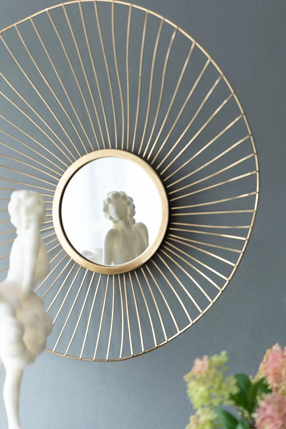 Wall Mirror Abstract Designed Wall Mirrors WithFrame For Home & Office, Top Of Sideboard (Set of 3) - Gold by HouseOfZazla