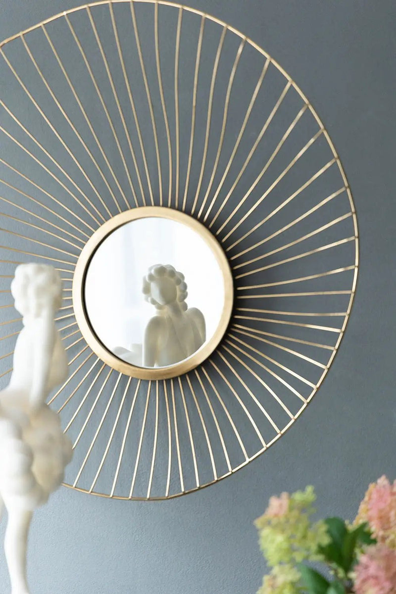 Wall Mirror Abstract Designed Wall Mirrors WithFrame For Home & Office, Top Of Sideboard (Set of 3) - Gold by HouseOfZazla