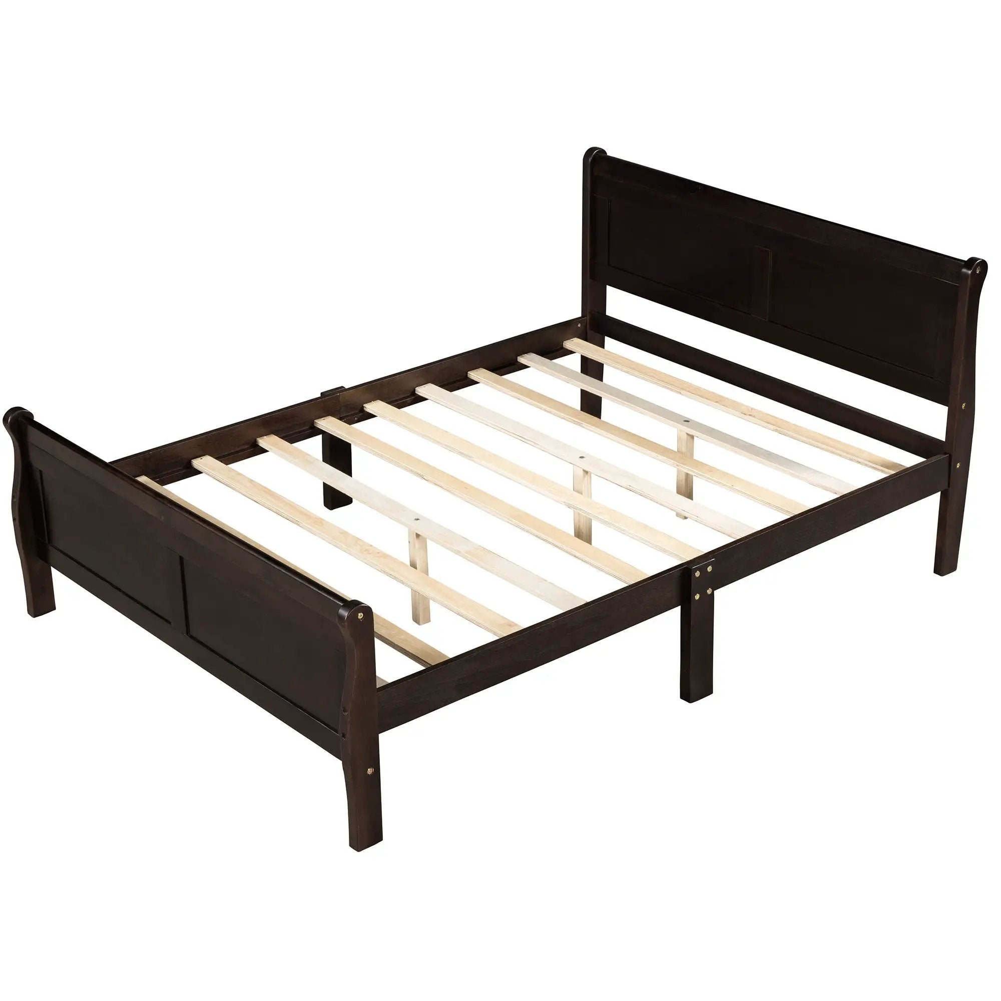Platform Bed Frame Mattress Foundation Sleigh Bed With Headboard / Footboard / Wood Slat Suppor by HouseOfZazla