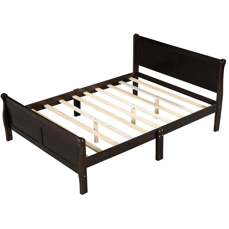 Platform Bed Frame Mattress Foundation Sleigh Bed With Headboard / Footboard / Wood Slat Suppor by HouseOfZazla