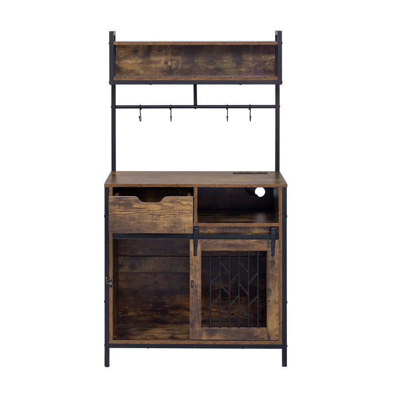 Furniture Style 2 In 1 Pet Friendly Dog Crate Composite Desk Hutch - Rustic Brown by HouseOfZazla