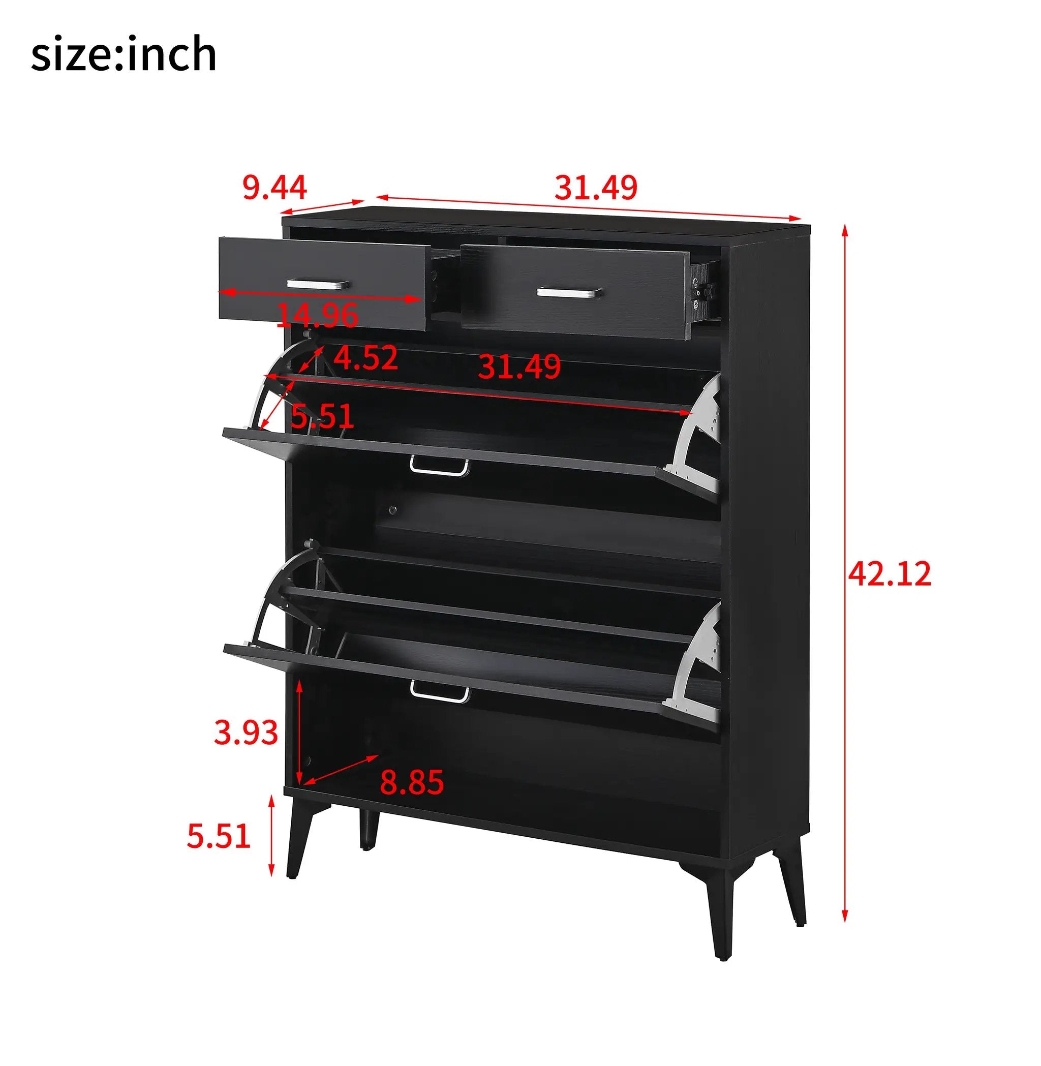 Large Size Shoe Cabinet - Freestanding Tipping Bucket Organizer by HouseOfZazla