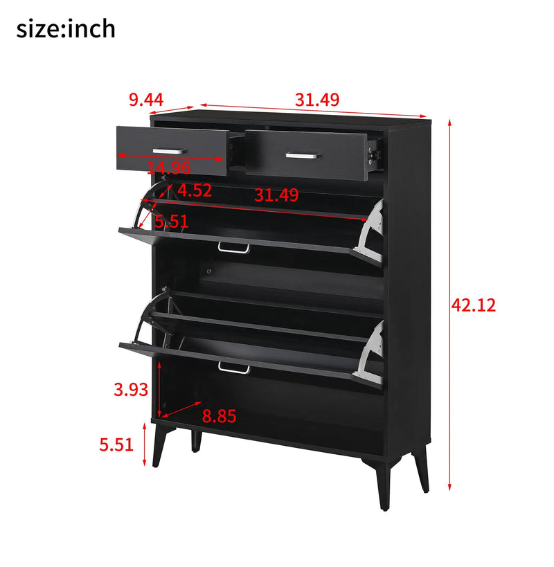 Large Size Shoe Cabinet - Freestanding Tipping Bucket Organizer by HouseOfZazla