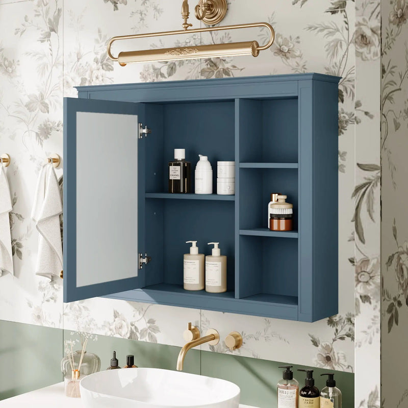 Wall Mounted Medicine Cabinet With Mirror, Storage Cabinet Featuring 6 Open Shelves And Adjustable Interior by HouseOfZazla