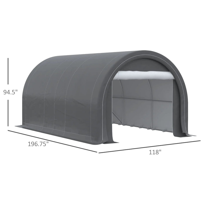 Outsunny - 10' x 16' Carport, Heavy Duty Portable Garage Storage Tent With Large Zippered Door, Anti-Uv Pe Canopy Cover For Car, Truck, Boat, Motorcycle, Bike, Garden Tools, Outdoor Work by HouseOfZazla