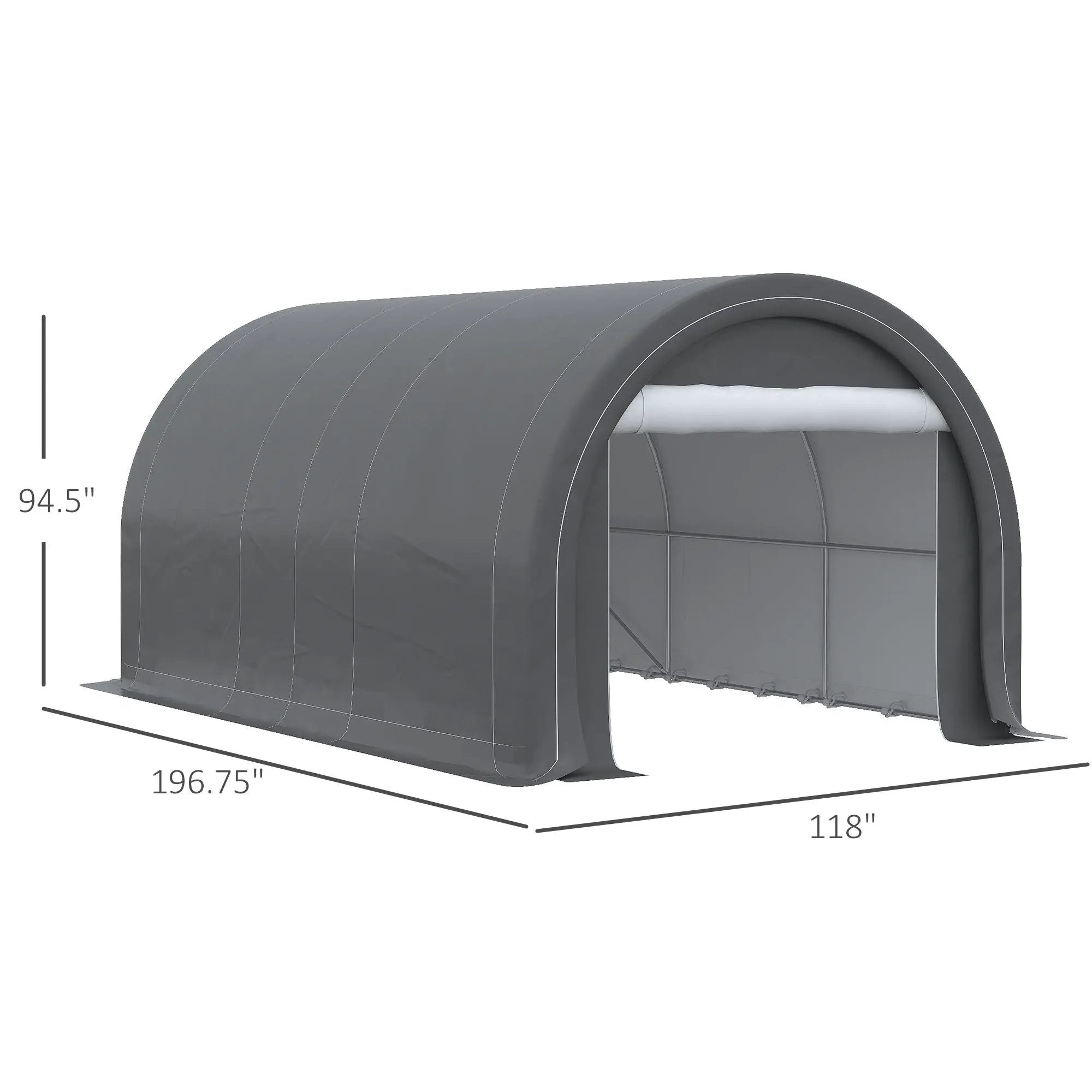 Outsunny - 10' x 16' Carport, Heavy Duty Portable Garage Storage Tent With Large Zippered Door, Anti-Uv Pe Canopy Cover For Car, Truck, Boat, Motorcycle, Bike, Garden Tools, Outdoor Work by Unique Piece Furniture