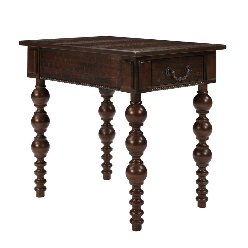 Solid Wood End Table with Drawer in Espresso Finish by HouseOfZazla