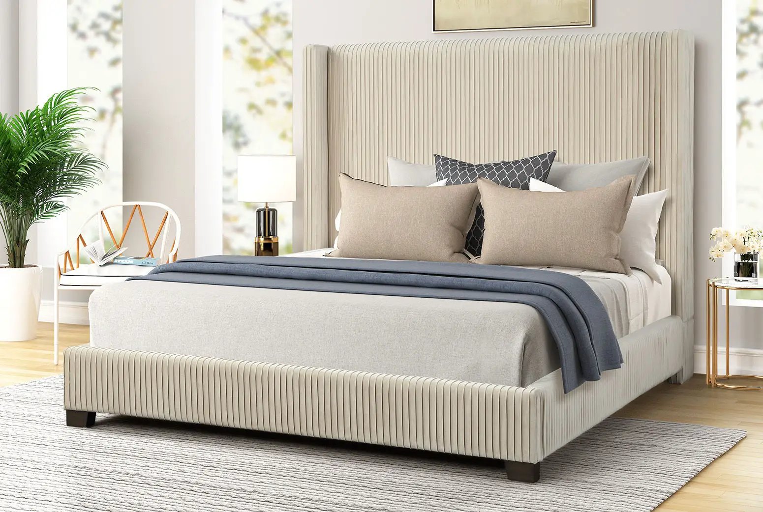 Upholstered Bed, Space-Saving Design by Unique Piece Furniture