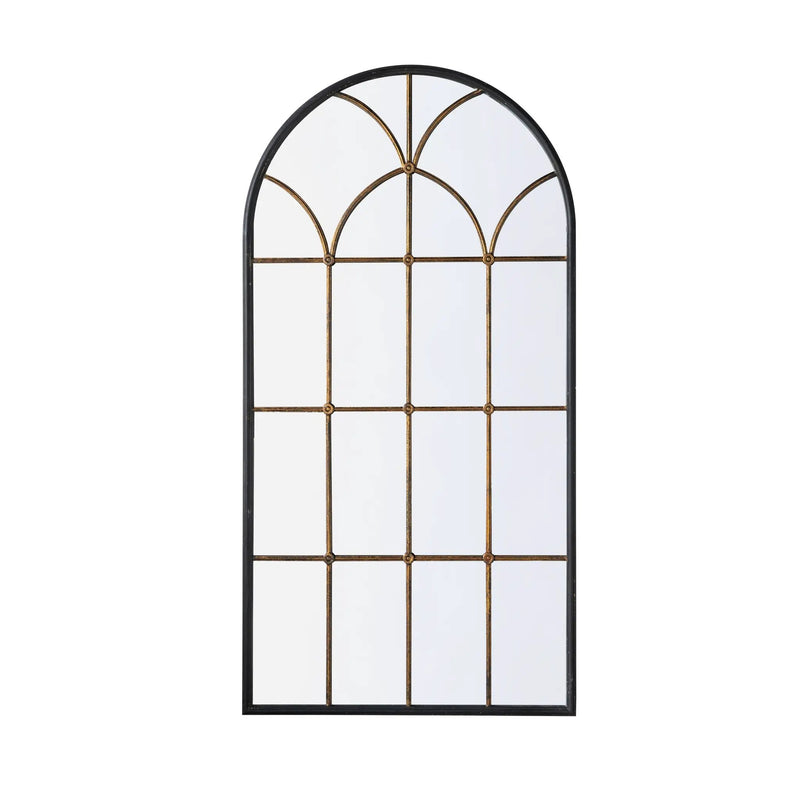 34x65.5' Arched Full-Length Mirror with Black and Gold Windowpane Design by HouseOfZazla