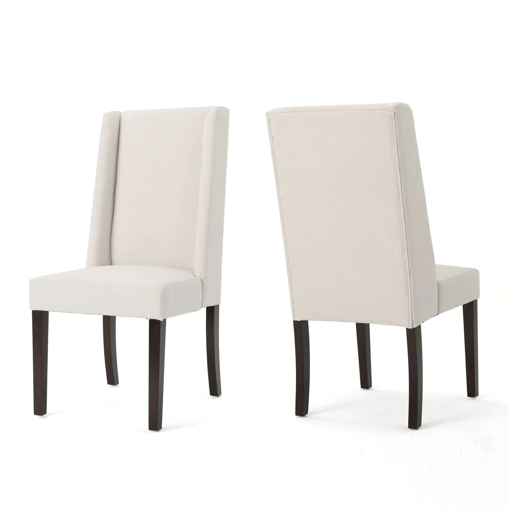 Modern Wingback Dining Chair (Set of 2) With Upholstered - Ivory by HouseOfZazla