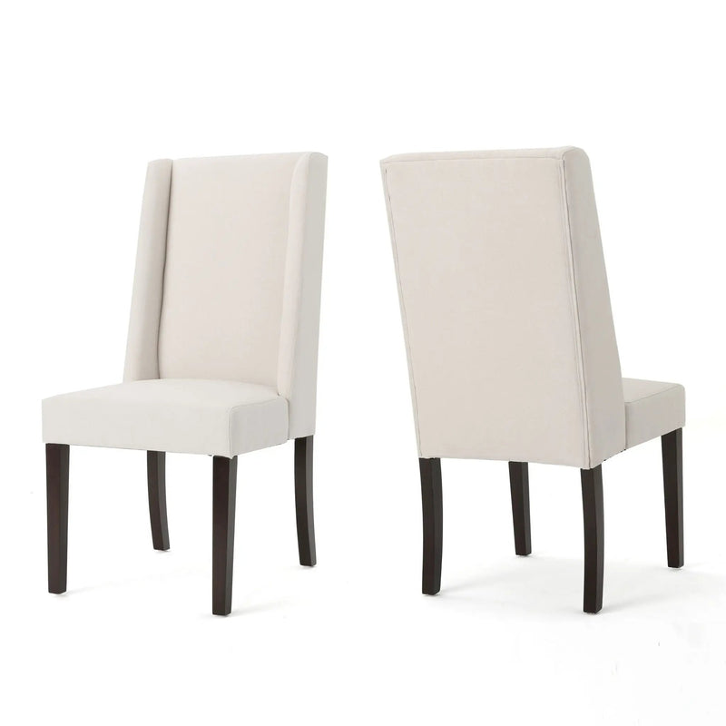 Modern Wingback Dining Chair (Set of 2) With Upholstered - Ivory by HouseOfZazla