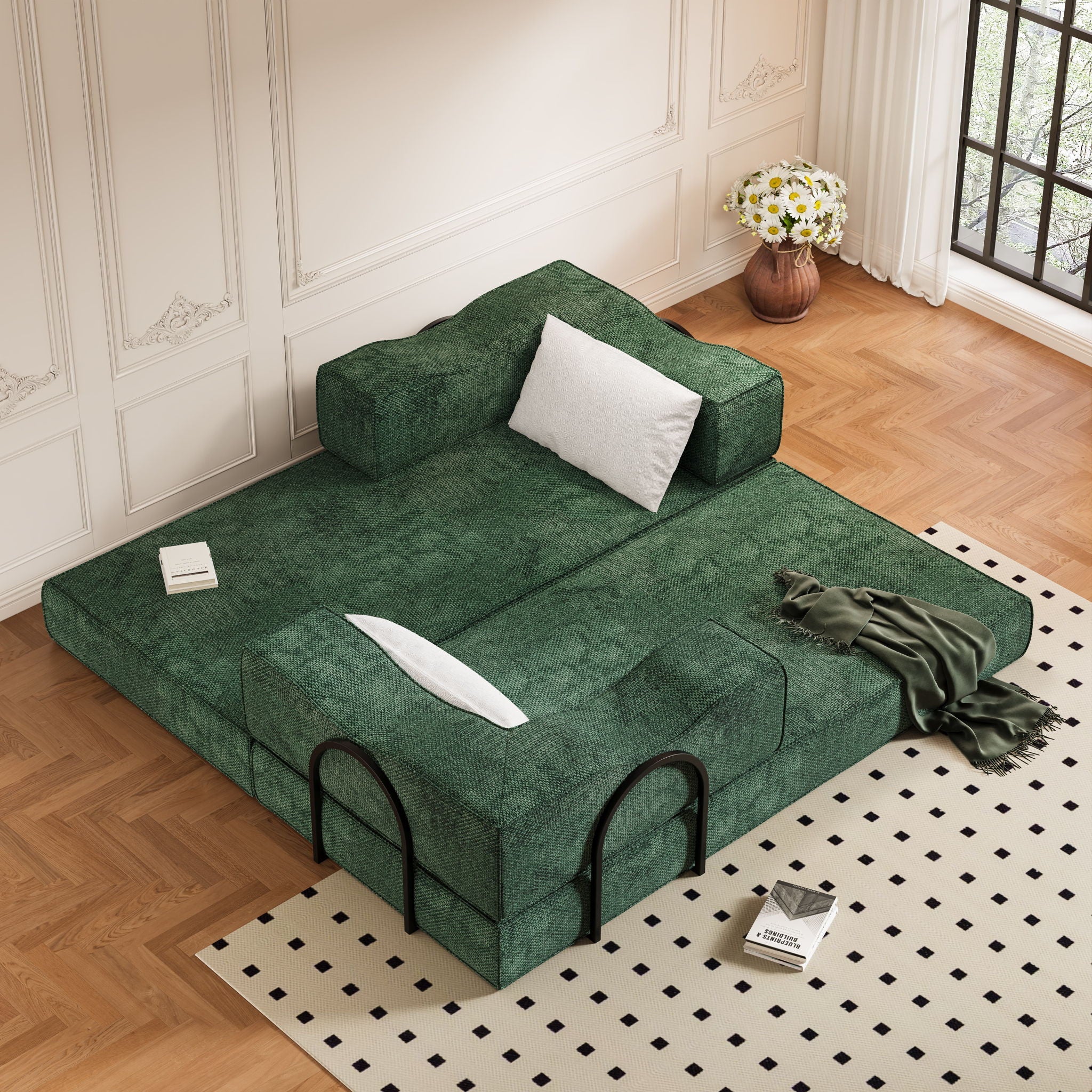 3 Seat Folding Floor Couch & King Size Bed Mattress by HouseOfZazla