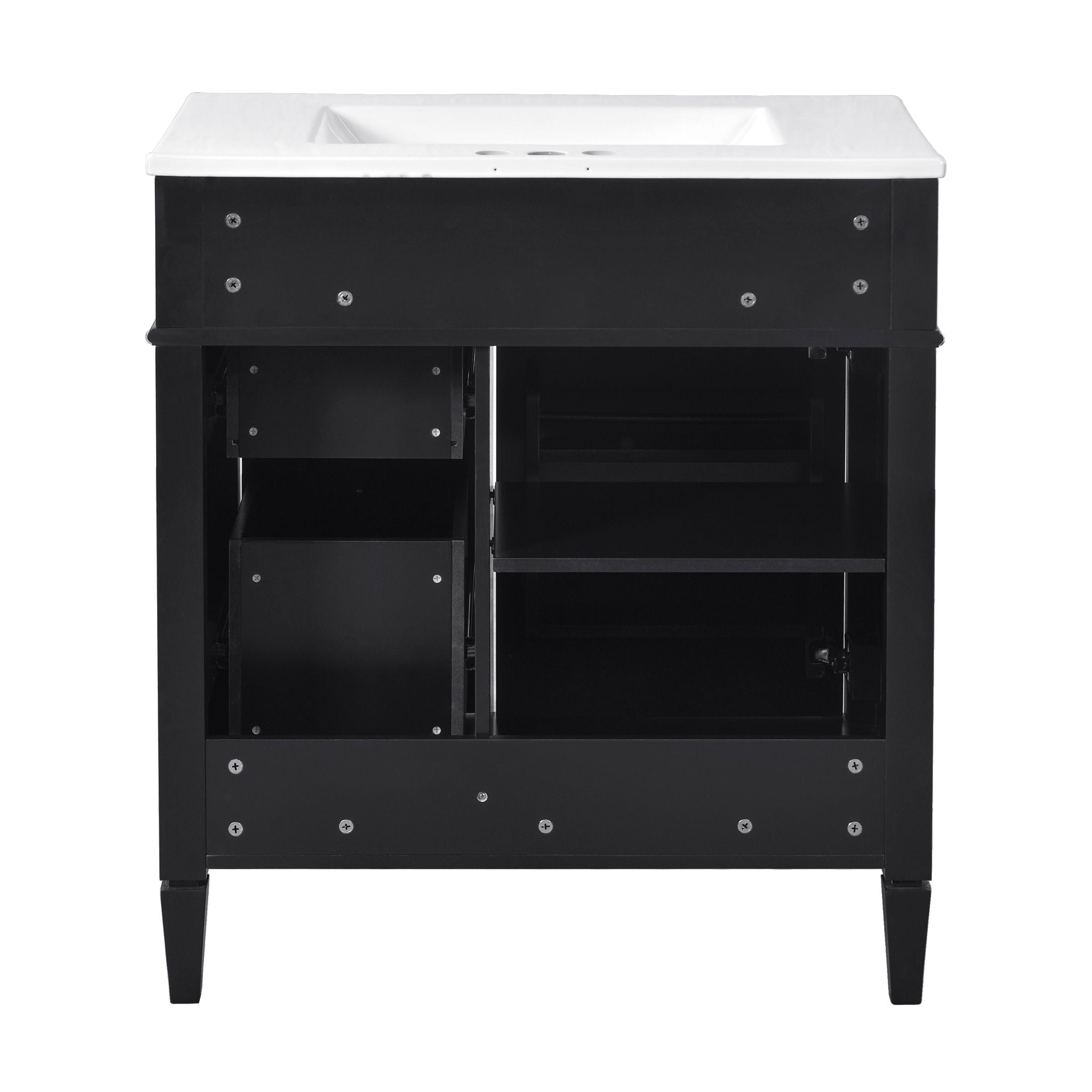 Bathroom Vanity With Top Sink, 2 Drawers & Tip Out Drawer