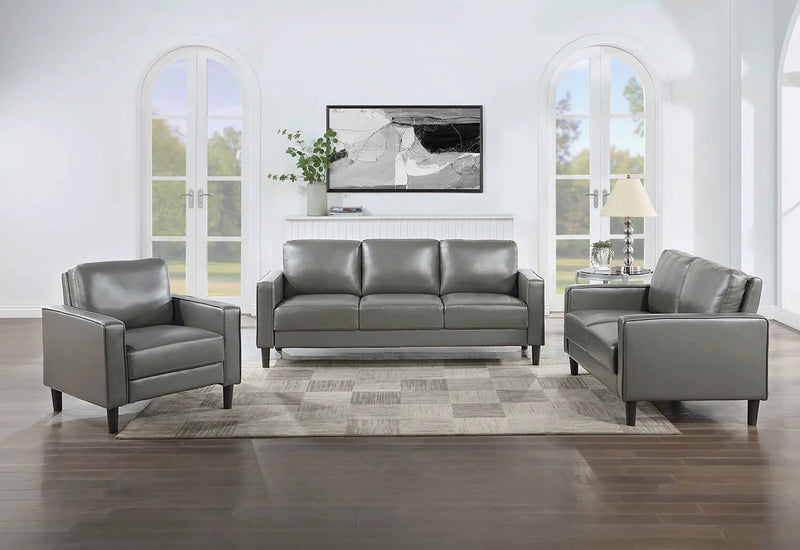 Ruth 3-piece Upholstered Track Arm Sofa Set Grey by Unique Piece Furniture