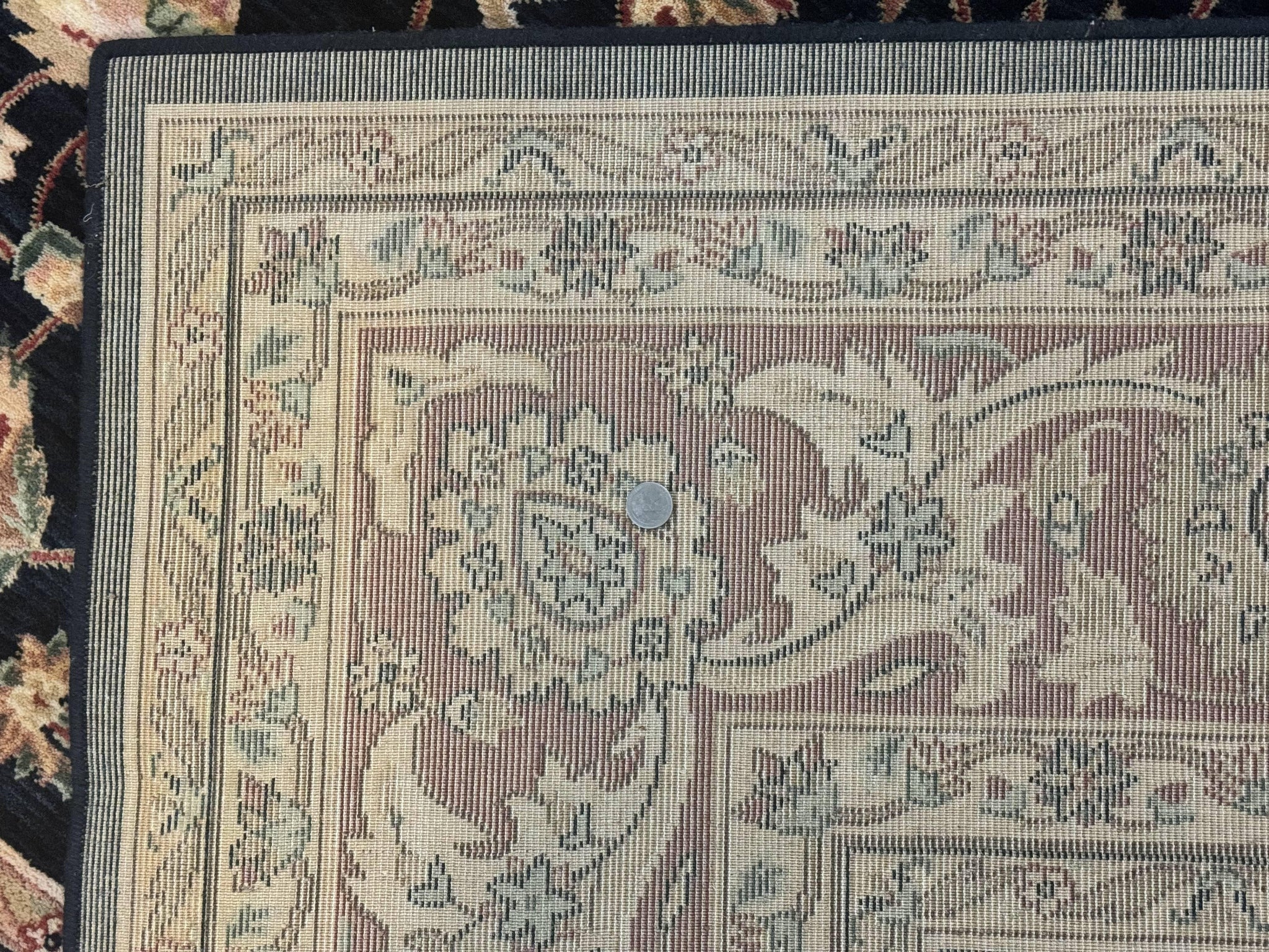 Vintage Oriental Rug 8x11, Floral Persian Design Carpet, Turkish Power Loomed Rug, Navy Blue Red Cream by Jewel Rugs