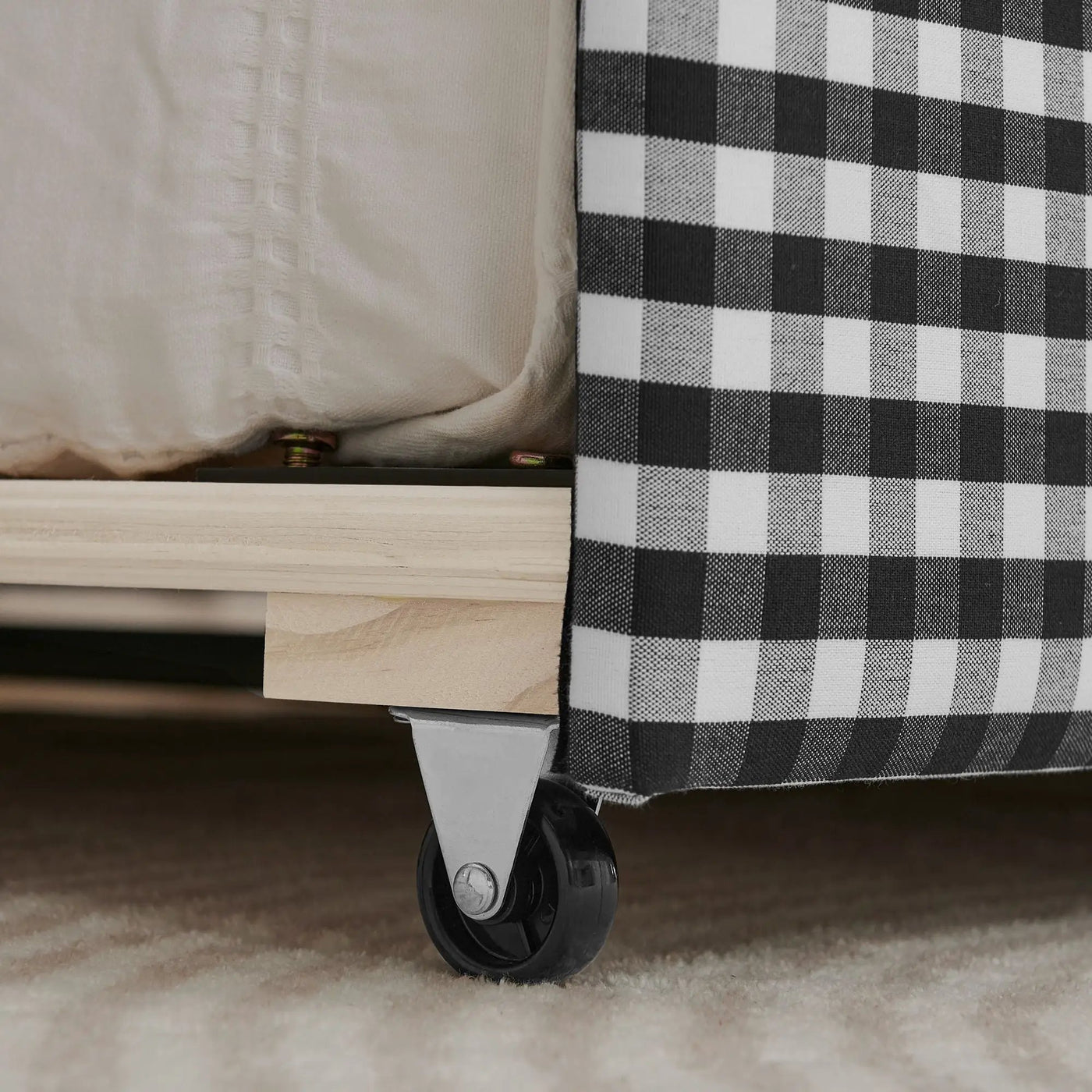 Gingham Daybed With USB Charging Port, Wave Shaped Design by HouseOfZazla