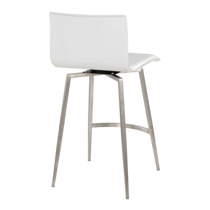 Mara - Upholstered Contemporary Fixed Height Counter Stool With Swivel (Set of 2) - White by HouseOfZazla