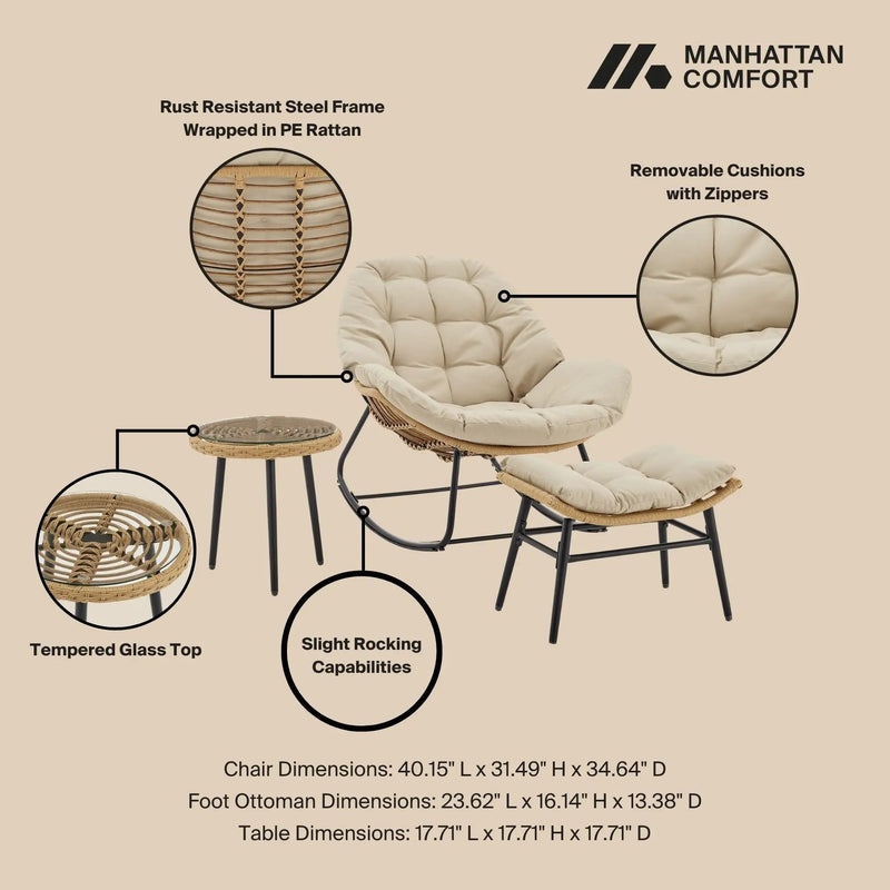 Benson - 3 Piece Lounge Chair Set by HouseOfZazla
