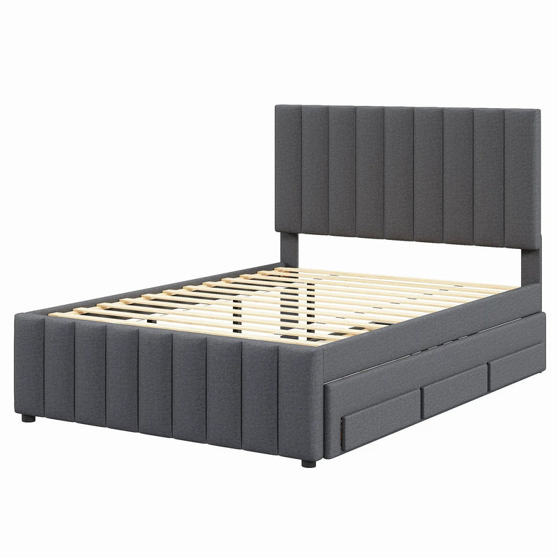Upholstered Platform Bed With Twin Size Trundle And 3 Drawers by Unique Piece Furniture