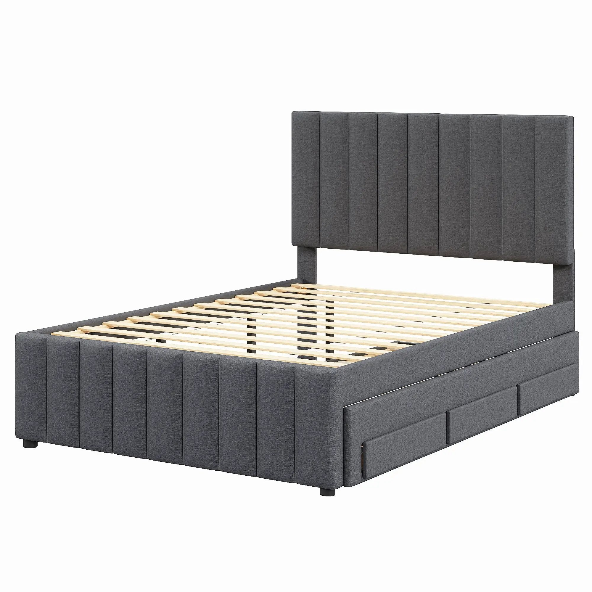 Upholstered Platform Bed With Twin Size Trundle And 3 Drawers by Unique Piece Furniture