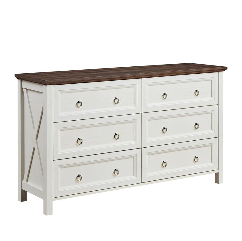 Farmhouse 6 Drawers Dresser for Bedroom, by BLAKHOM