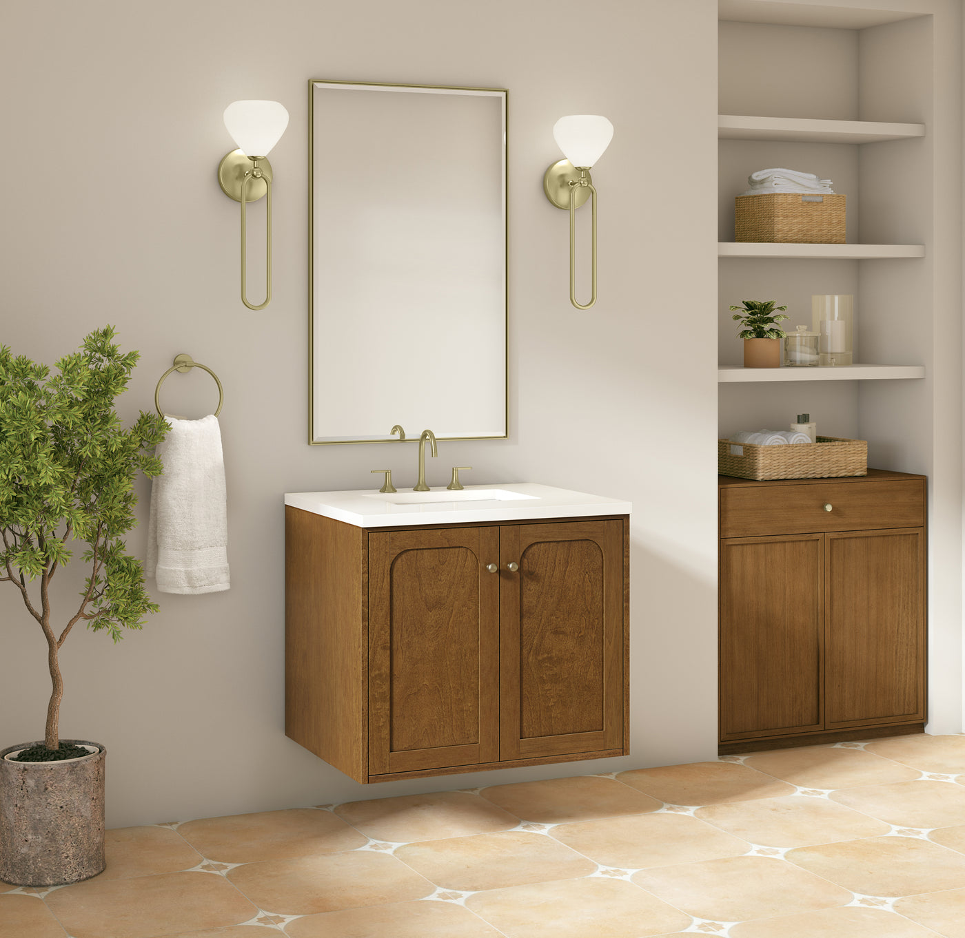 James Martin Laurent 30" Dual Mount Single Bathroom Vanity, Honey Oak, view 40