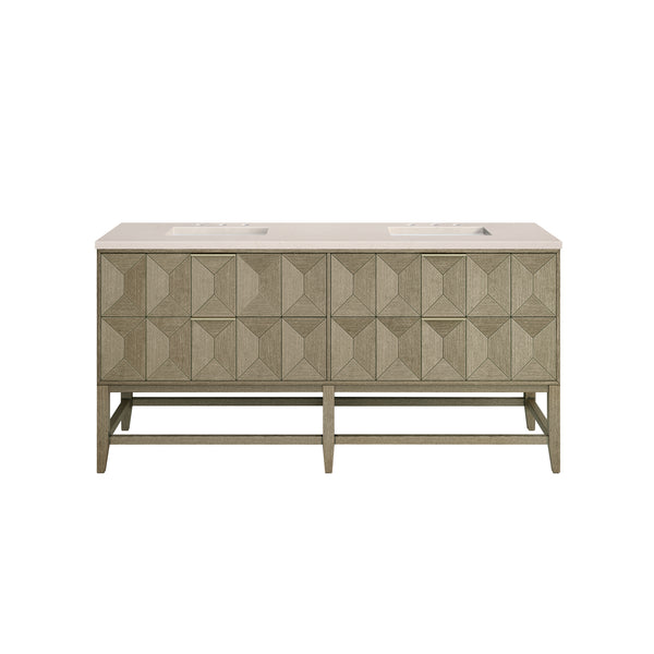 James Martin Emmeline 72" Double Bathroom Vanity, Pebble Oak