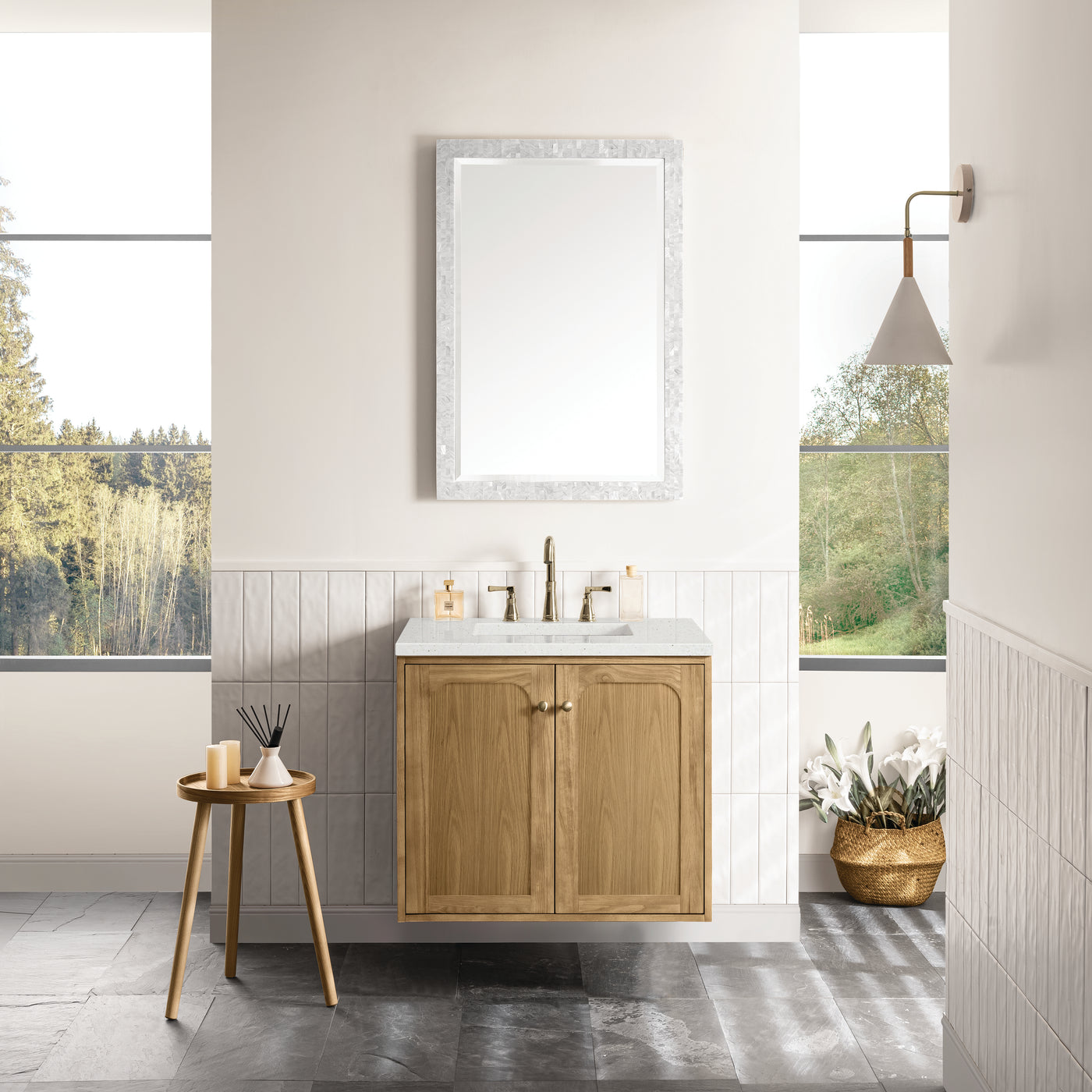 James Martin Laurent 30" Dual Mount Single Bathroom Vanity, Light Natural Oak, view 25