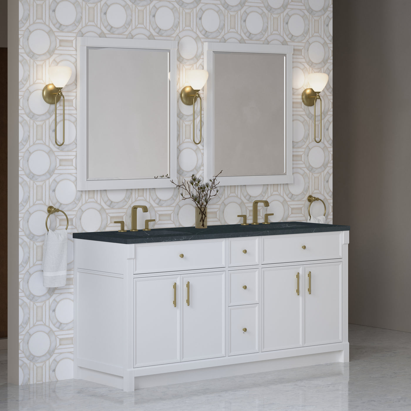 James Martin Bellshire 72" Double Bathroom Vanity, Bright White, view 35