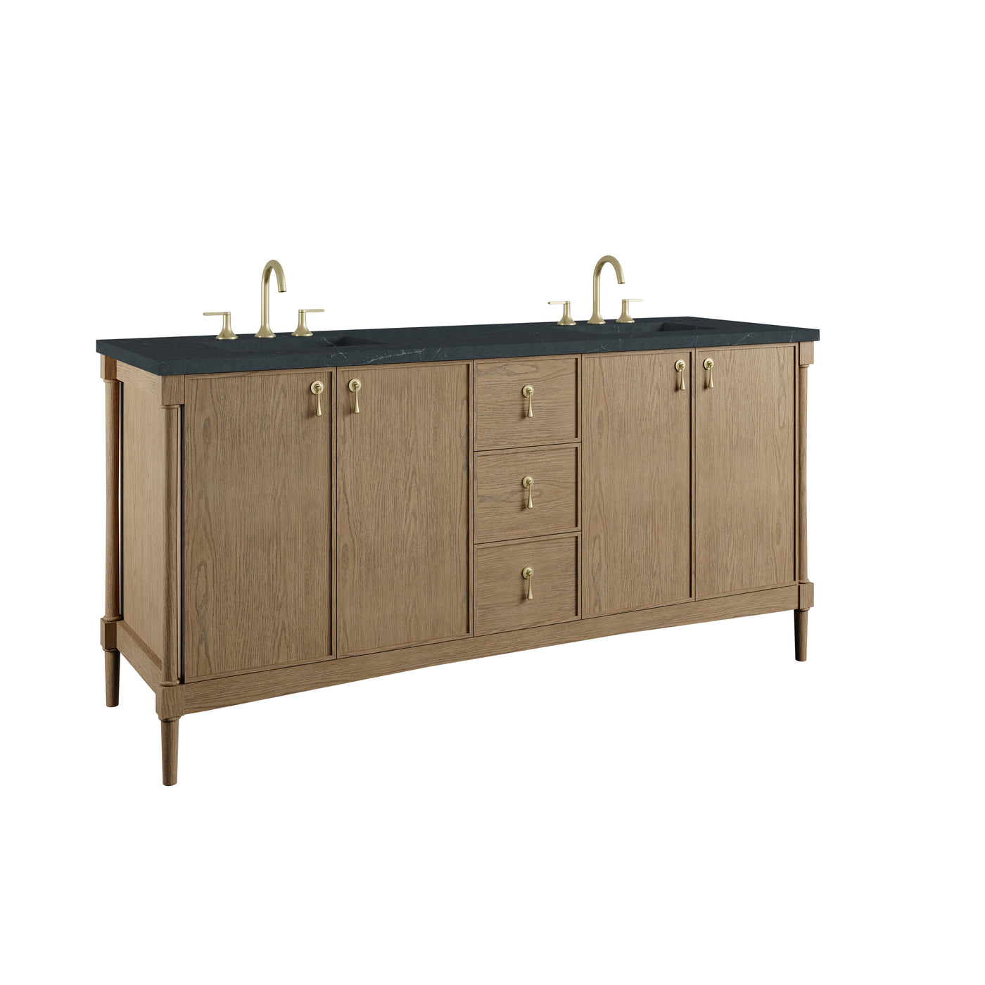 James Martin Kinnsden 72" Double Bathroom Vanity, Weathered Oak, view 38