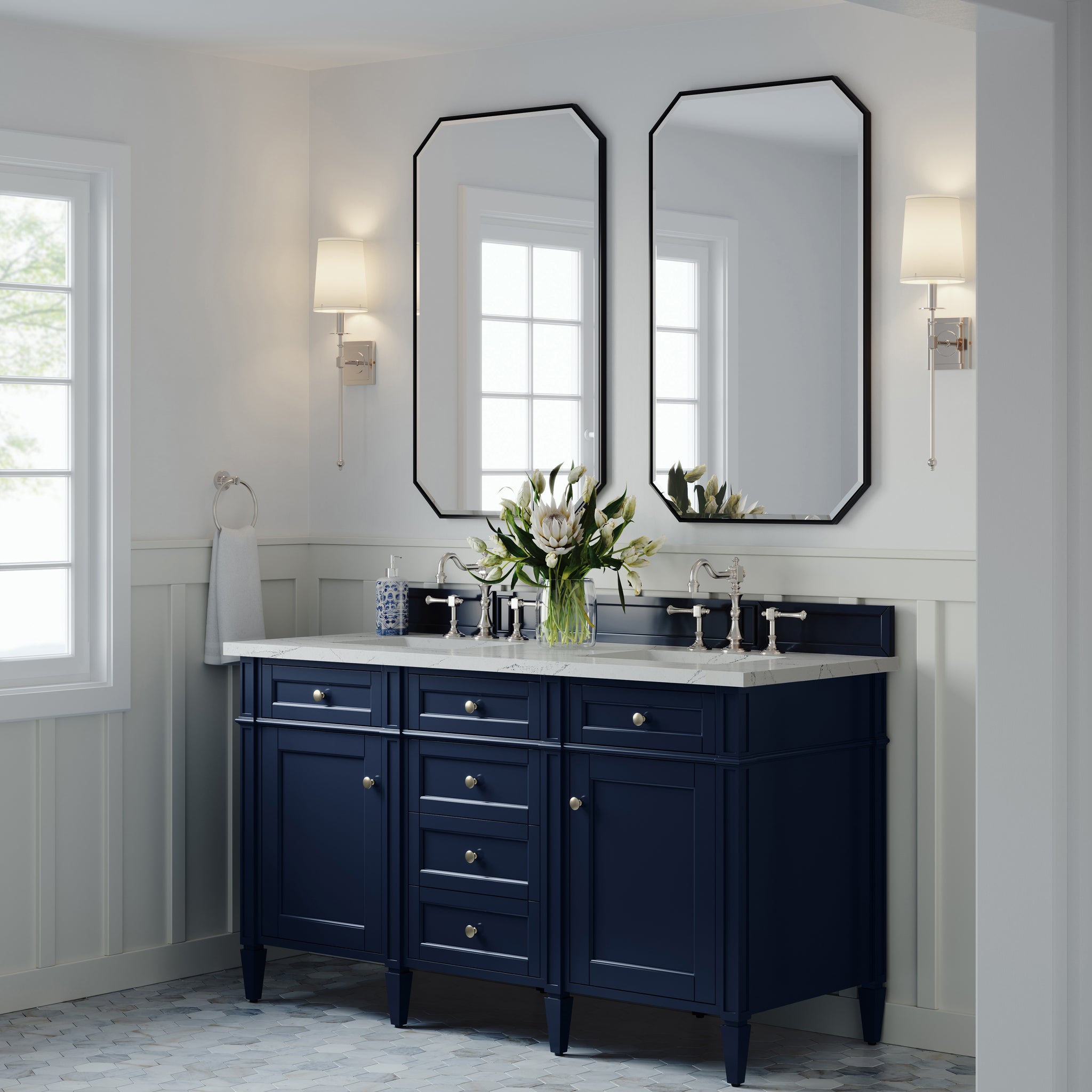 James Martin Brittany 60" Double Bathroom Vanity, Victory Blue, view 25