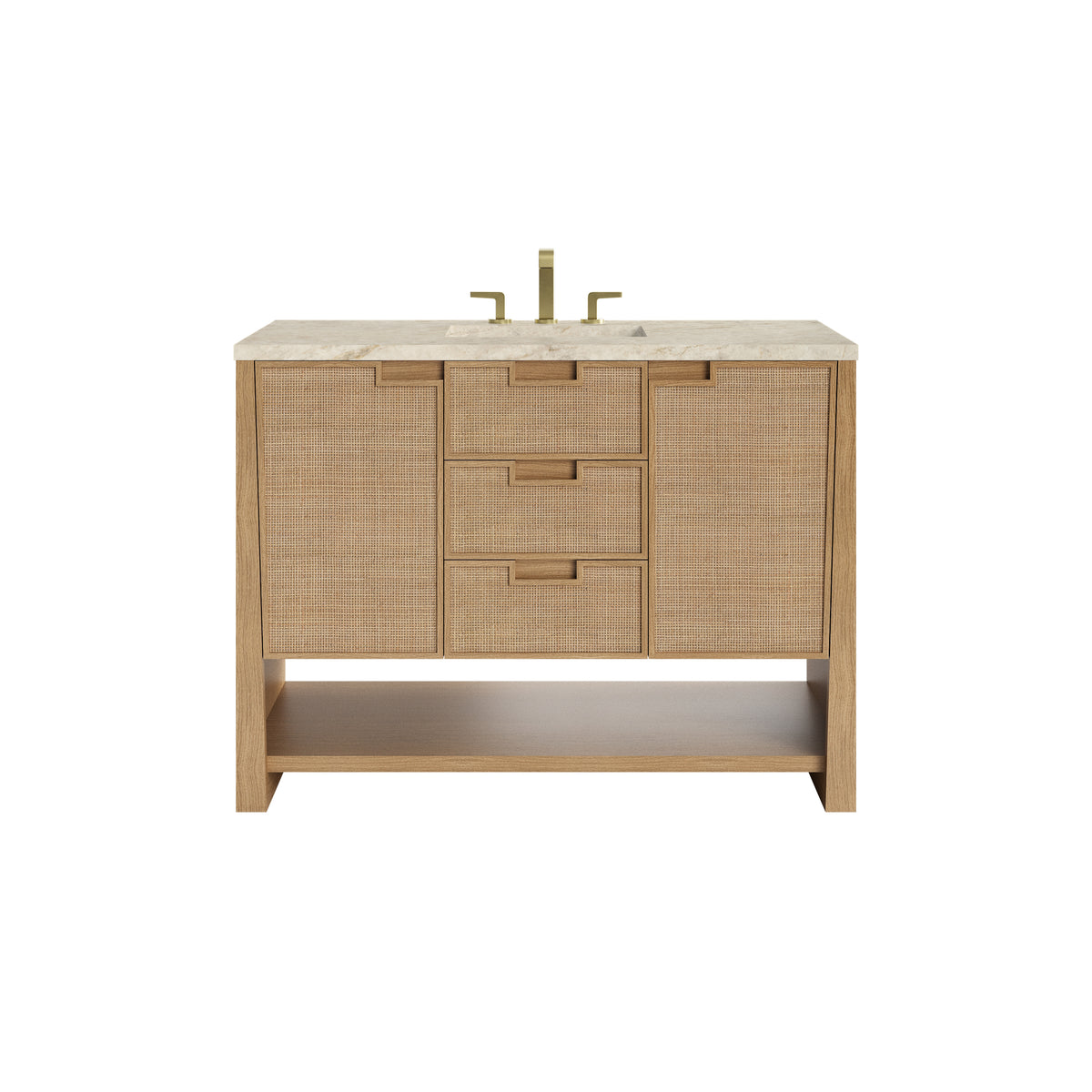 James Martin Solene 48" Single Bathroom Vanity, Seaside Oak with Tajnar countertop