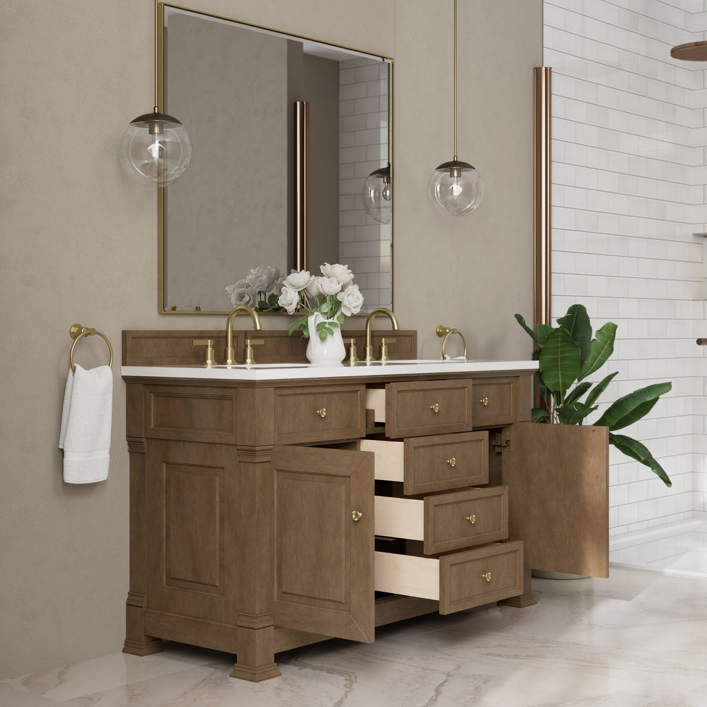 James Martin Brookfield 60" Double Bathroom Vanity, Pecan, view 26