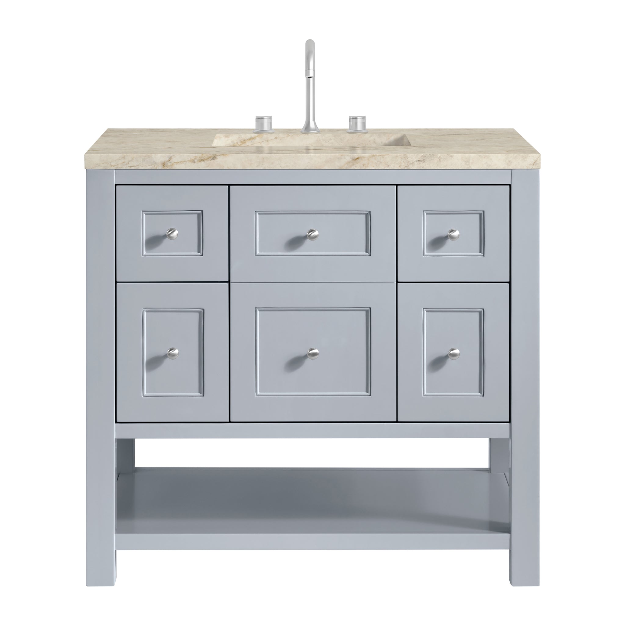 James Martin Breckenridge 36" Single Bathroom Vanity, Serenity Blue with Tajnar countertop