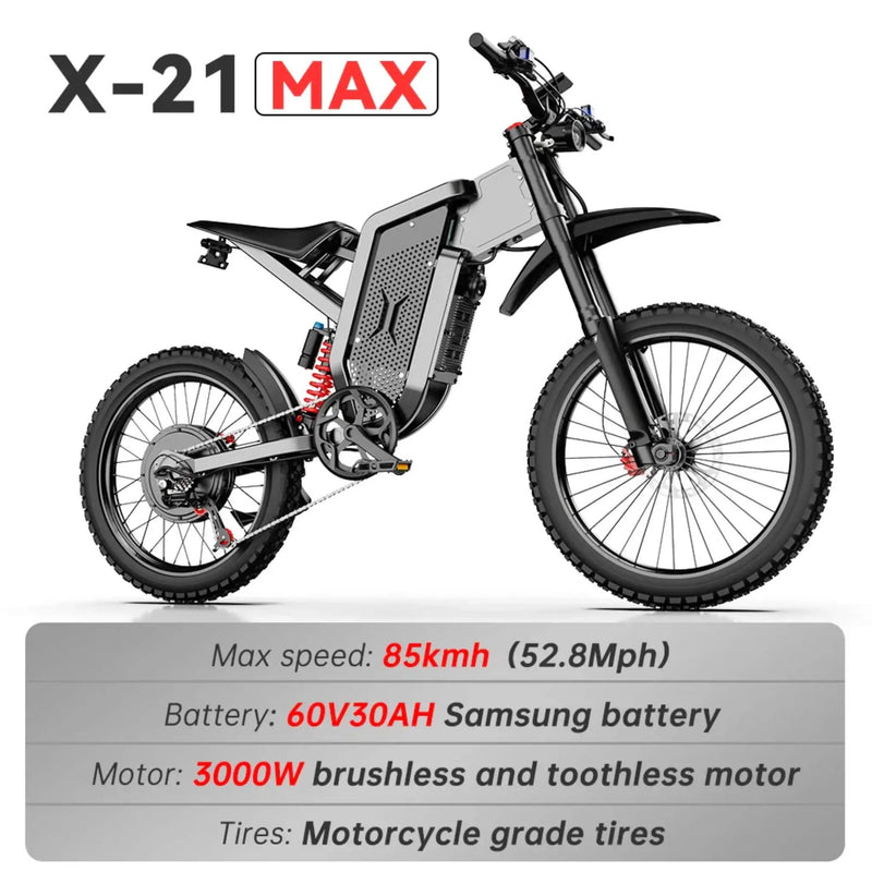 EKX X21 MAX 3000W 60V/30AH Electric Mountain Off-Road Dirt Bike (SAK48016) by SAKSBY WHOLESALE