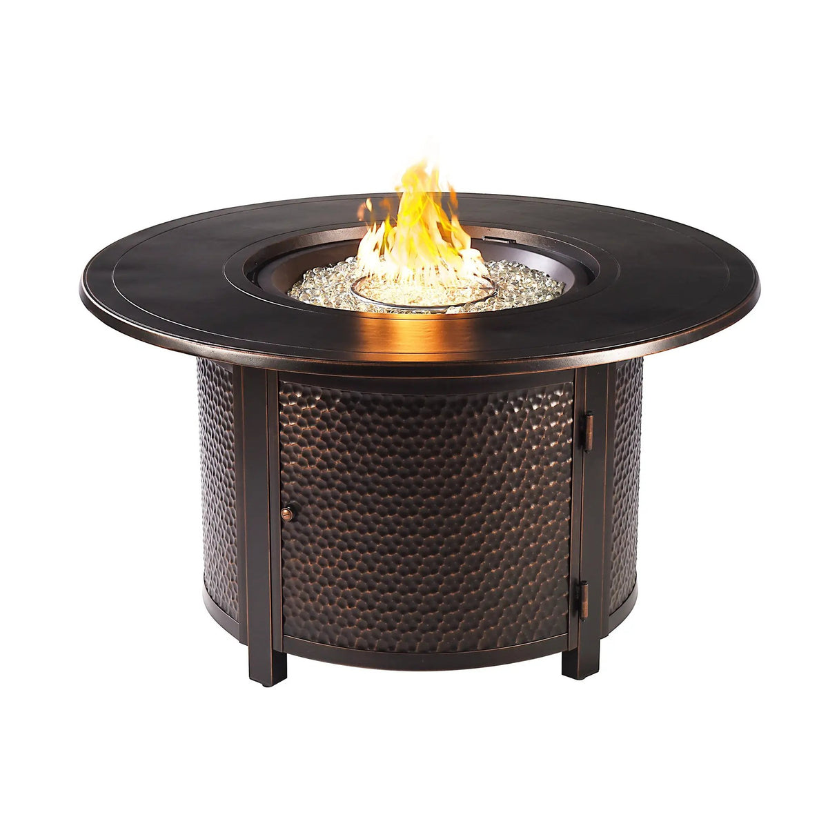 Black Aluminum Fire Table Set with Two Loveseats and Two Club Chairs by Sharicks