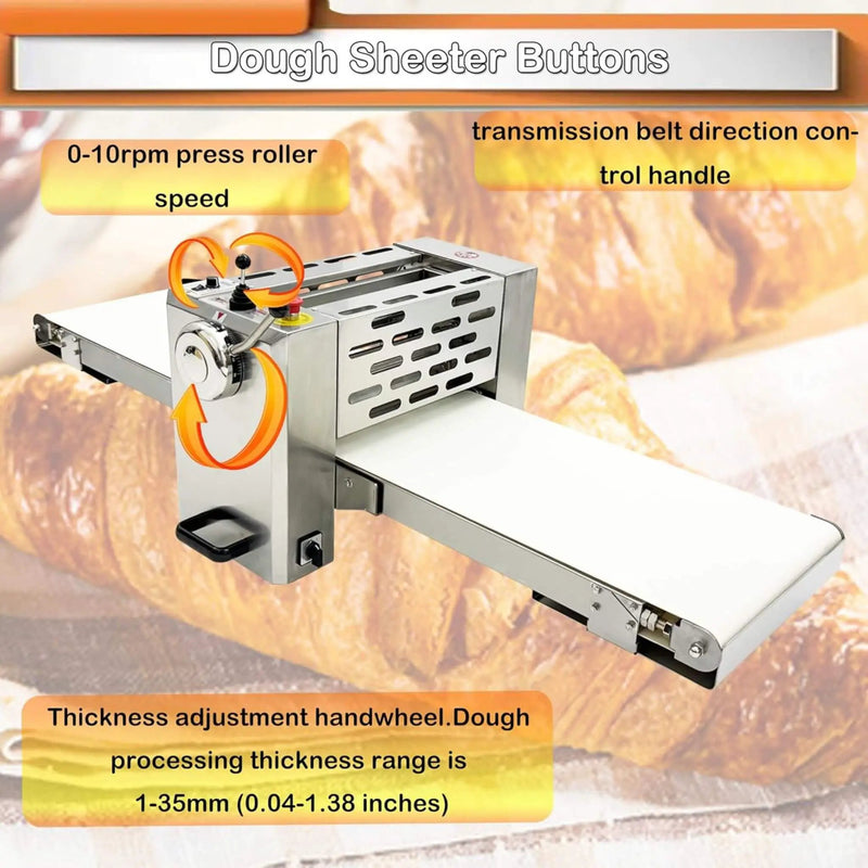 Commercial Electric 110V Foldable Stainless Steel Dough Sheeter (SAK59273) by SAKSBY WHOLESALE