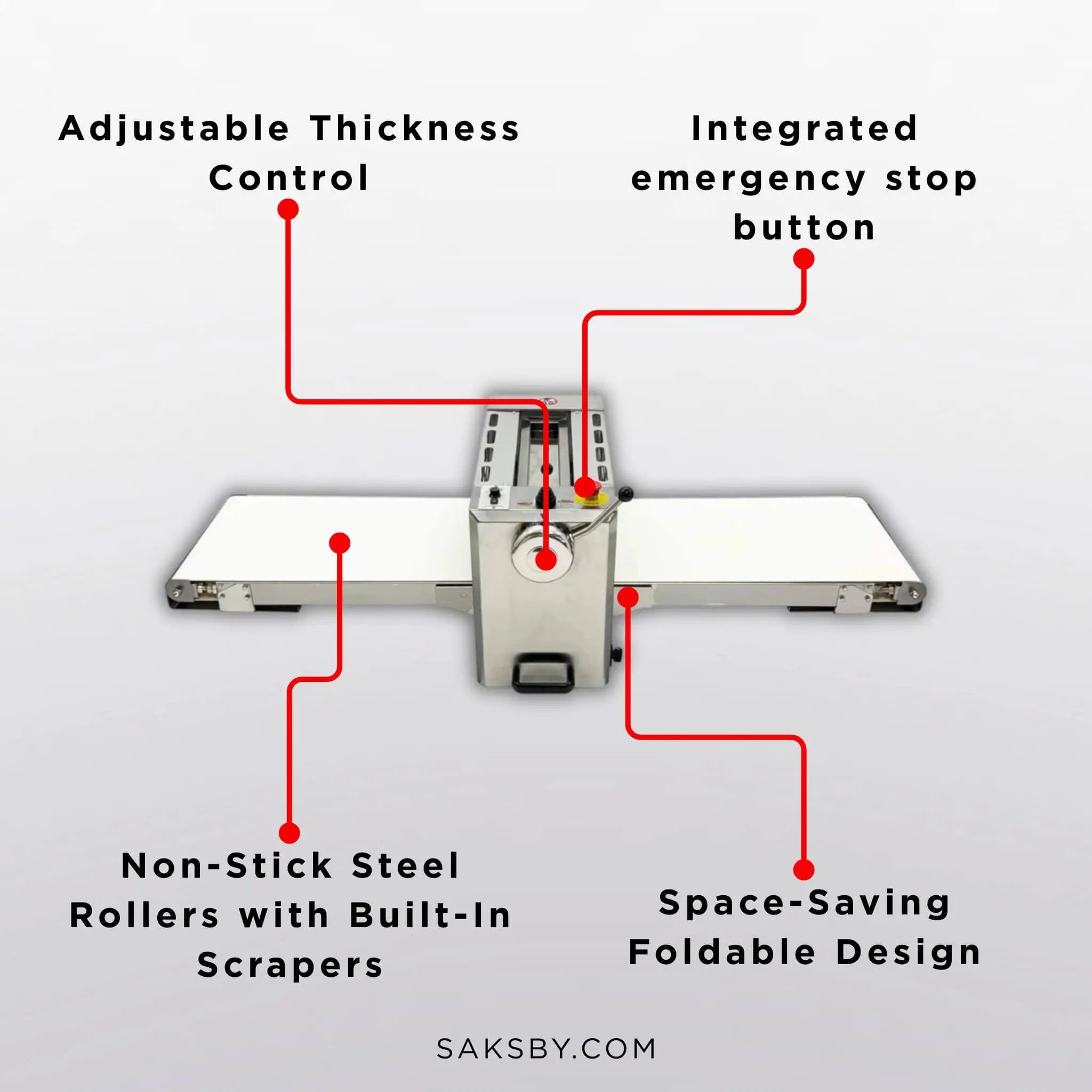 Commercial Electric 110V Foldable Stainless Steel Dough Sheeter (SAK59273) by SAKSBY WHOLESALE