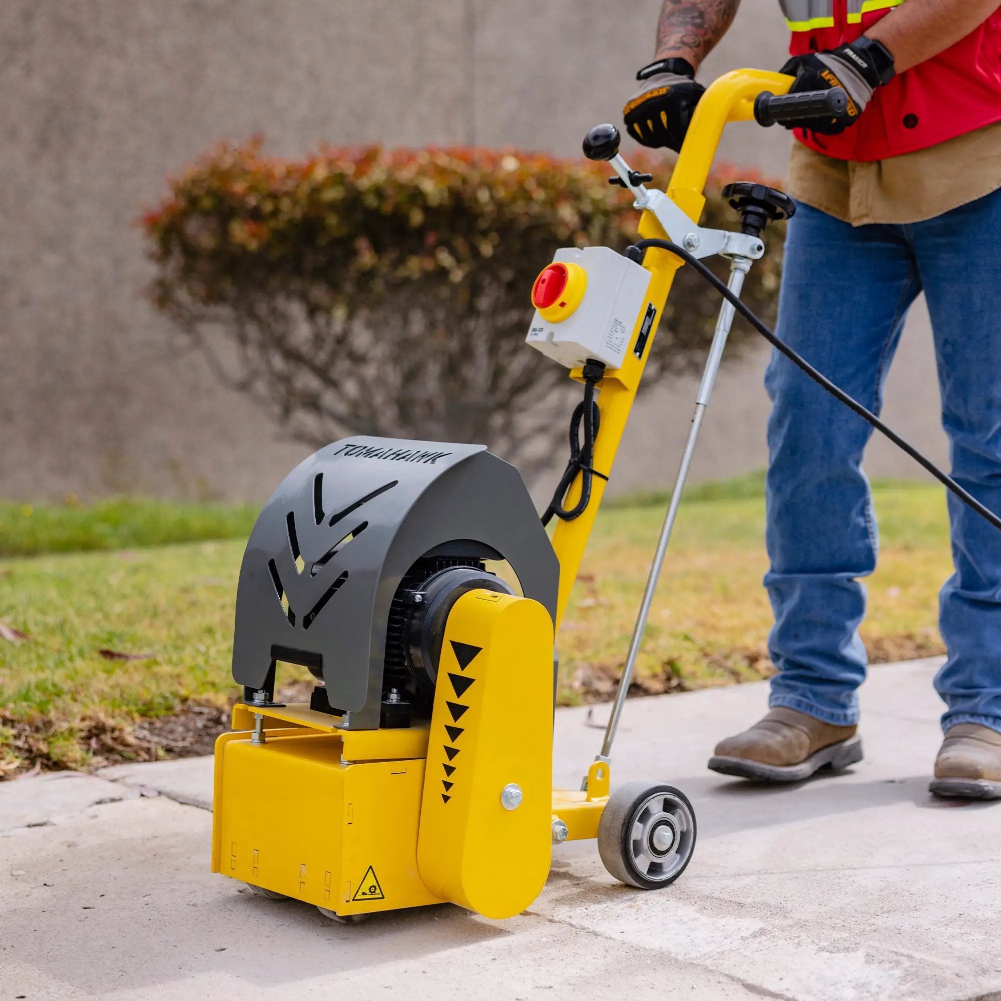 Electric 8” Concrete Scarifier Planer Grinder for Sidewalk Trip Hazard Repair, Traffic Line Removal by Tomahawk Power