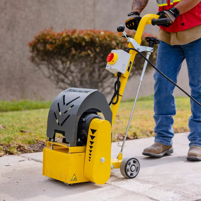 Electric 8” Concrete Scarifier Planer Grinder for Sidewalk Trip Hazard Repair, Traffic Line Removal by Tomahawk Power