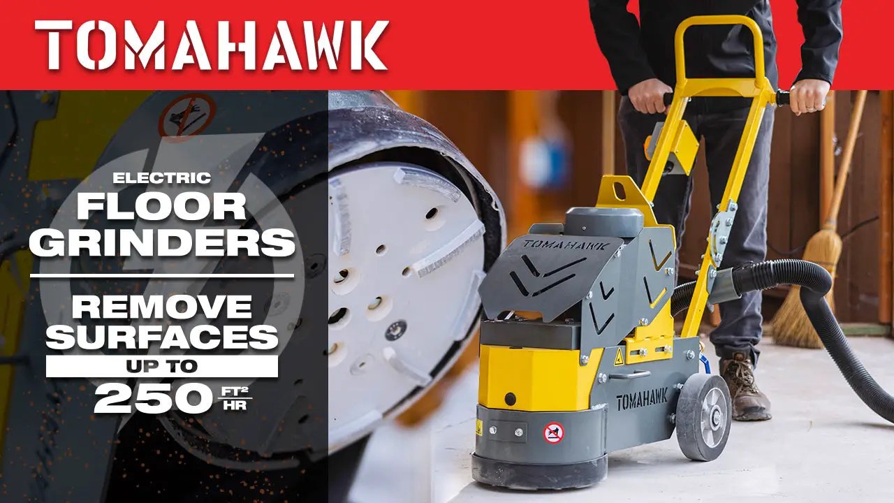 10" Electric Concrete Floor Grinder 1.5HP Motor for Smoothing, Floor Prep, Coatings by Tomahawk Power